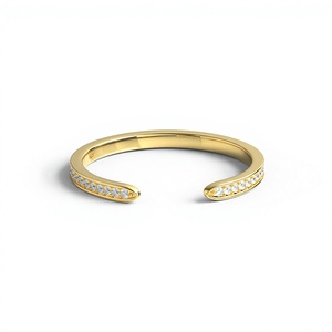 เครื่องประดับชั้นดี แหวนทองชุบ 14K 18K แบบเปิดประดับเพชร แหวนเพชรทรงกลมเพาะเลี้ยงแบบซ้อนได้ แหวนฝังเพชรแบบไมโครเพฟ รับผลิตแบบ OEM - Product Image 1