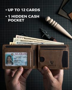 Thumbs-up tùy chỉnh tiền Clip RFID chặn 12 thẻ không khí tag ví, đầy đủ Hạt Da chính hãng của nam giới Ví với Hộp quà tặng - Product Image 3