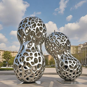 Große Outdoor Edelstahl Erdnuss Skulptur Garten Themenpark Metall Kunst Statue Beeindruckende Statuen für Park Dekor - Product Image 1