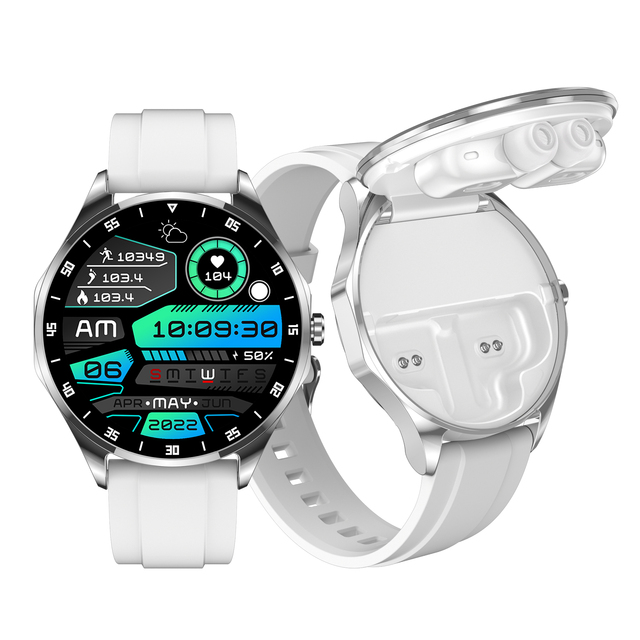 OEM Amoled 1.43'' Smart Watch Earbuds Wireless BT 2 1 Fitness Tracker Heart Rate Sleep Monitor IP67 Waterproof Email Custom Logo