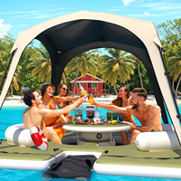 Oasis flottante gonflable très populaire avec auvent solaire et plateforme de relaxation aquatique en EVA pour lac, plage et complexe hôtelier