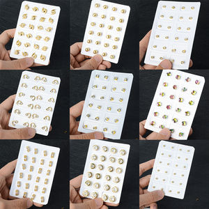 Custom Designer Trendy Ball Shape 14K <b>Gold</b> Plated Zircon Stud <b>Earrings</b> <b>Set</b> for Unisex Anniversary Wholesale Bulk - Product Image 6