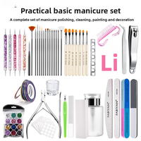 Kit complet d'outils de manucure, brosses à ongles, bandes de polissage, décorations pour ongles, fournitures de soins des ongles de base pour débutants