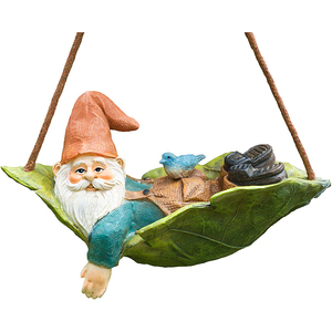 Gnomo <span class=keywords><strong>de</strong></span> hoja en miniatura feliz con su mejor <span class=keywords><strong>pájaro</strong></span> azul Buddy Jay - Product Image 1