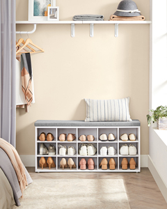 <span class=keywords><strong>VASAGLE</strong></span> <span class=keywords><strong>meuble</strong></span> d'entrée moderne, armoire à chaussures de rangement, 15 compartiments, siège de banc à chaussures avec coussin - Product Image 4