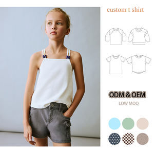 <span class=keywords><strong>Camiseta</strong></span> sin mangas con cuello cuadrado y <span class=keywords><strong>tirantes</strong></span> cruzados finos dobles con cuentas de algodón 100% de verano para niña - Product Image 2