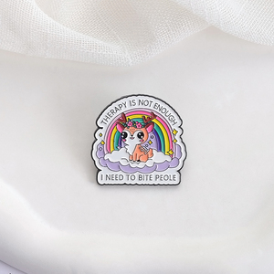 La terapia no es suficiente, necesito morder a la gente, Pin esmaltado, lindo Arco Iris, ciervo, Animal, broche, insignia de solapa, regalo de joyería para amigos - Product Image 3