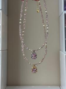 Mode élégant perles de verre brillant cristal collier ras du cou avec pendentif coeur brillant à la main délicat hiver déesse bijoux - Product Image 2