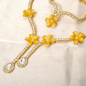 Conjunto de Joyas de Novia para Mujer, Chapado en Oro de 14K, Collar, Aretes y Pulseras de Circonita para Fiesta de Bodas - Product Image 4