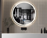 Miroir rond anti-buée moderne pour salle de bain avec lumières LED, miroir intelligent pour chambre, hôtel, salon ou villa, salle de bain
