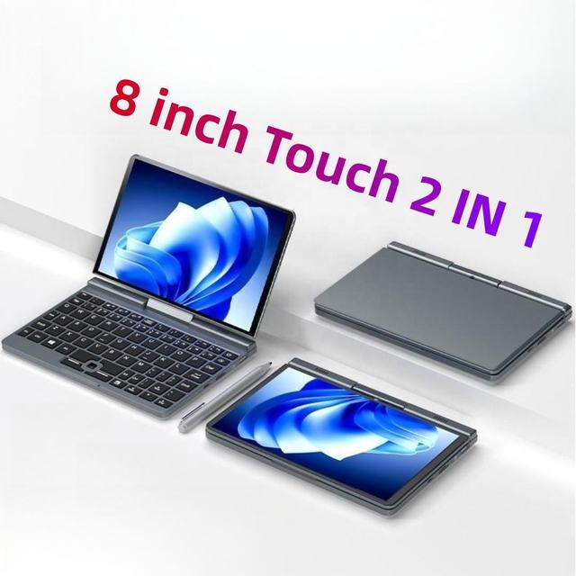 Minibook 8 Inch P8 Flip 360 Degree Yoga Convertible Touch Screen Pocket N100 DDR5 Thin Portable Student Laptop PC Pocket Laptop