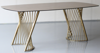 Usine chinoise vend personnalisé moderne léger luxe pieds en métal céramique table de table en verre trempé meubles de salle à manger 6 places