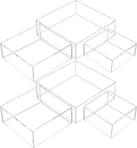 Acrylic display box for displaying 5-sided transparent display stand with hollow bottom cake table food dessert collection