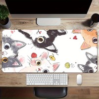 Variété Mignon Chat Joli Motif Cool PC Gaming Tapis de Souris Gamer Tapis Teclado Tapis de Tapis Ordinateur Portable Bureau Tapis 900X400