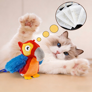 Juguete para Mascotas, Pájaro de Simulación con Control Remoto <span class=keywords><strong>El</strong></span>éctrico, Recargable, con Alas Móviles y Sonidos, de Franela, USB, Tipo Loro, para Ejercicio - Product Image 1