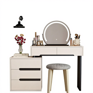 Tavoli da Trucco per <span class=keywords><strong>Ragazze</strong></span> con Specchio, Tavolo da Toeletta Moderno per Camera da Letto, Mobile da Trucco per Casa - Product Image 1