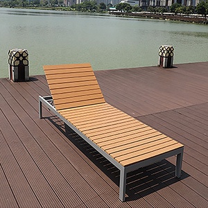 Commercio all'ingrosso mobili esterni regolabile <span class=keywords><strong>sdraio</strong></span> spiaggia Patio telaio in alluminio lettino da giardino in legno - Product Image 5
