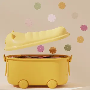 Caixa organizadora de armazenamento de artigos diversos com logotipo personalizado, recipiente de plástico para roupas infantis, brinquedos, caixa de armazenamento
