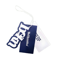 Etiquetas de Marca para Ropa Urbana, de Plástico Blanco, con Impresión en Dos Tonos, Esquinas Redondeadas, Papel Mate