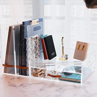 Tiroir organiseur de bureau en acrylique, boîte à lettres, avec plateau