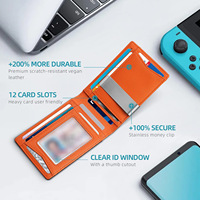 Cartera para Tarjetas de Hombre con 12 Ranuras, Bloqueo RFID Anti-Skimming, con Clip para Billetes