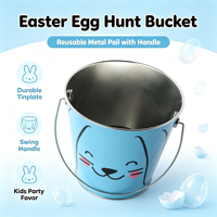 Seau en fer blanc Lapin de Pâques, qualité alimentaire, avec poignée pivotante, pour la chasse aux œufs de Pâques et le rangement de bonbons, logo personnalisé, matériaux recyclés