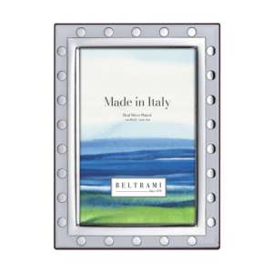 Beltrami Photo <b>Frame</b> <b>4x6</b> Silver Plated Metal <b>Frame</b> With Dots Design Made In Italy - Product Image 1