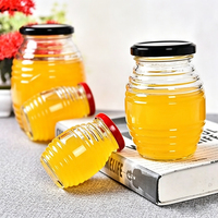 Bestseller Bienenstock-Gläser aus Geripptem Klarglas mit Metall-Schraubdeckel, Luftdichter Aufbewahrungsbehälter für Honig und Marmelade