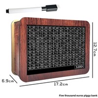 Tirelire Rétro en Bois avec Compteur et Stylo Effaçable Euro CFA Billets Pièces Monnaie Boîte à Économies Cadeau Dépôt pour Enfants et Fêtes