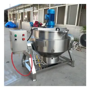 Misturador elétrico industrial automático para cozinhar alimentos a gás, chaleira com agitador