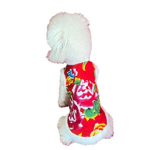 Autumn Winter Floral Coats <b>For</b> <b>Small</b> Medium <b>Dogs</b> Cats Red Festival Clothing Teddy Bichon Frise Schnauzer Cotton Padded <b>Clothes</b> - Product Image 4