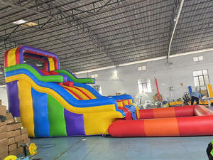Tobogán Acuático Inflable Comercial Personalizado con Trampolín y <span class=keywords><strong>Piscina</strong></span> para Fiestas, PVC 7x3.3m, Personalizable - Product Image 3