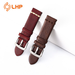 Dây Đeo Bằng Da Đồng Hồ Cổ Điển OEM Màu Đen Nâu Đỏ Dây Đeo Đồng Hồ Cổ Điển 18 Mm20mm 22Mm Khâu Tay Dây Đeo Bằng Da - Product Image 6