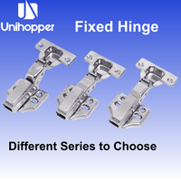 Charnières de meuble Unihopper nickelées, à fixation fixe, avec amortisseur intégré, 110 degrés, quincaillerie pour porte de placard de cuisine
