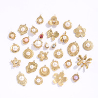 Colorpinky rétro doré fleur coquille accessoires en acier inoxydable pendentifs collier de luxe pendentifs bricolage bijoux artisanaux