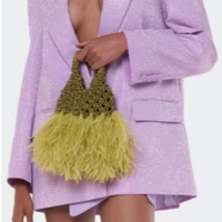 Pochette de soirée haut de gamme pour femme, ornée de strass et de plumes, tissée à la main, idéale pour les fêtes et les danses