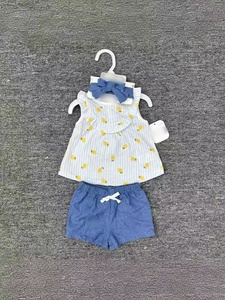 Estate all'ingrosso fascia per capelli per bambini manica corta e <span class=keywords><strong>pantaloncini</strong></span> 3 pezzi estate Set carino stampato per bambini in cotone morbido Set - Product Image 3