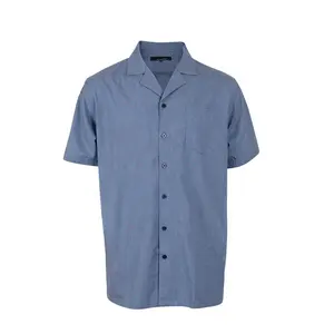 Hot selling cheap breathable yarn dyed short sleeve jacquard mens oxford dress shirt