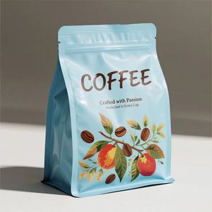 Sacs à café en grains torréfiés noirs de qualité alimentaire, résistants à l'humidité, personnalisés, avec fond plat, en aluminium thermoscellé, avec fermeture éclair - Product Image 3