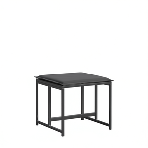 Medium Foam Garden Stool <b>Black</b> Textilene Steel <b>Frame</b> Durable Outdoor Furniture Minimalist Design - Product Image 1