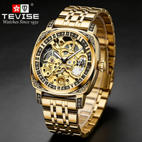 Montre mécanique automatique vintage en acier inoxydable pour homme TEVISE avec logo personnalisé, Reloj Para Hombre