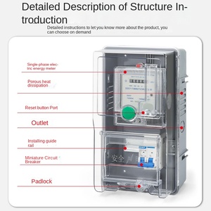 Boîtier de distribution extérieur étanche IP66 en ABS, monophasé 220V, Yutai 378x210x105mm, moulé par pulvérisation, transparent, pour logements locatifs - Product Image 2