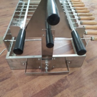 Chariot de cuisine roulant moderne en acier inoxydable, ensemble barbecue avec moteur DC 12V, rôtissoire, brochettes et allumage piézoélectrique