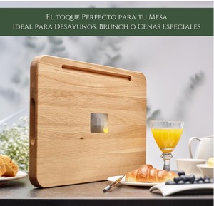 100% planche à découper en <span class=keywords><strong>bois</strong></span> de chêne et plateau de lit planche à découper en <span class=keywords><strong>bois</strong></span> de cuisine avec support pour <span class=keywords><strong>tablette</strong></span> et apéritifs - Product Image 3
