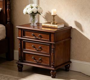 Premium Champagne Gold 3-Drawer Nightstand Luxury Bedroom <b>Bedside</b> Storage Cabinet with Round Legs - Product Image 2