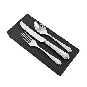 Ensemble de couverts élégants en acier inoxydable, couteau, fourchette, cuillère, finition miroir haute brillance, passe au lave-vaisselle, essentiels pour les dîners de mariage - Product Image 1