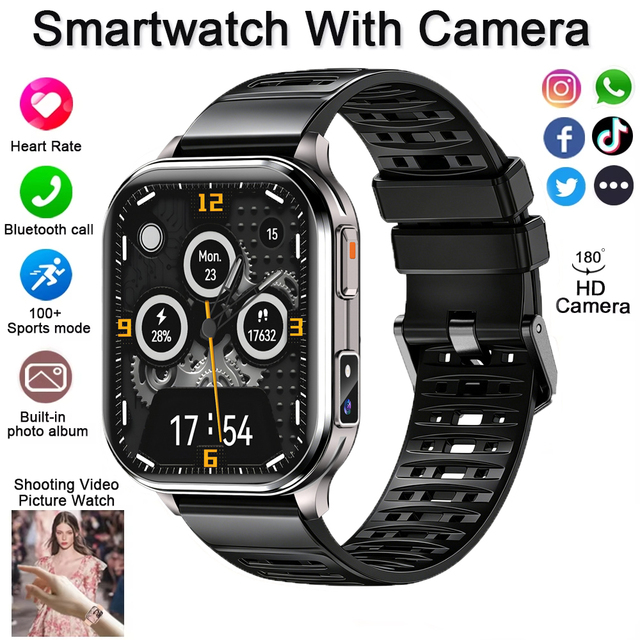 Camera Smart Watch Women Video Player Heart Rate 2.01inch HD Screen 100+Sport Watch Bluetooth Call Smartwatch Android IOS