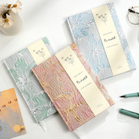 Nuevo Cuaderno Premium A5 con Tapa Dura de Tela Jacquard Dorado en Relieve con Diseño de Lirios, Cuaderno para Estudiantes, Papelería, Cuaderno Promocional, Regalo