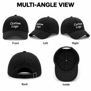 Casquette de golf ajustable certifiée par l'usine, en coton non structuré noir, avec logo personnalisé imprimé, logo brodé en 3D, casquettes snapback - Product Image 4