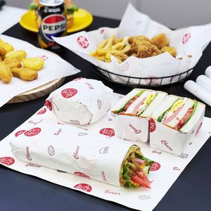 Emballage personnalisé pour sandwichs, hamburgers, frites, poulet frit, gâteaux, résistant à la graisse, écologique, biodégradable, imperméable, de qualité alimentaire - Product Image 1